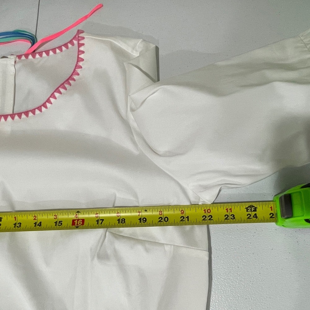 Talbots Womens White‎ Embroidered Ruffle Bell Sleeve Top 1X 3/4 Sleeve Coastal - Picture 7 of 8